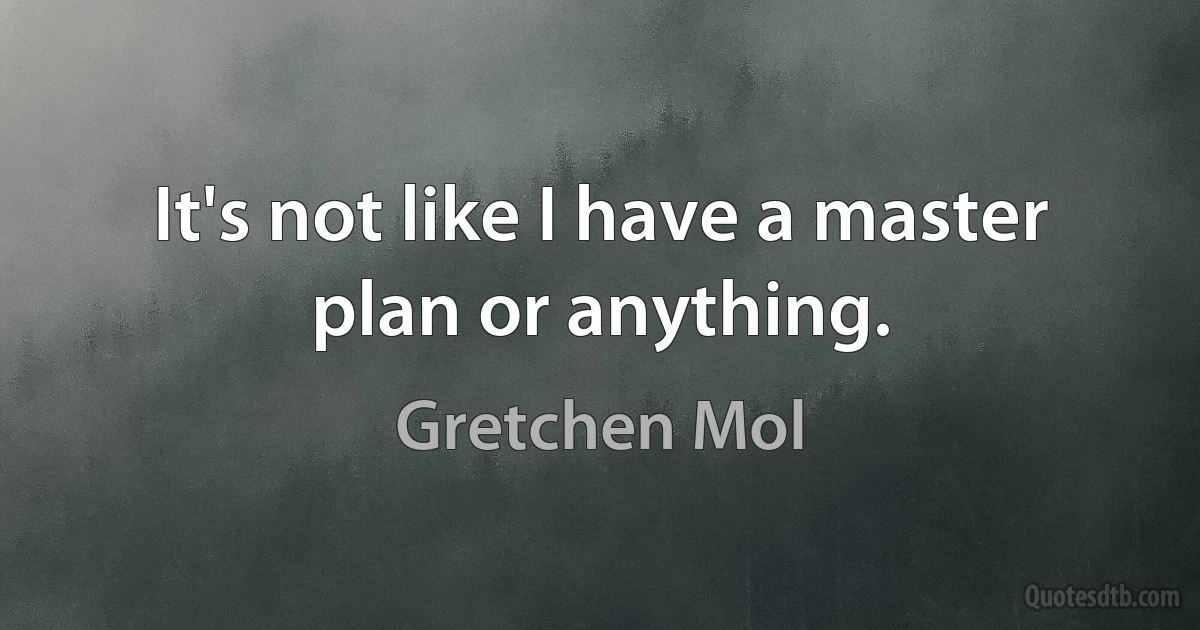 It's not like I have a master plan or anything. (Gretchen Mol)