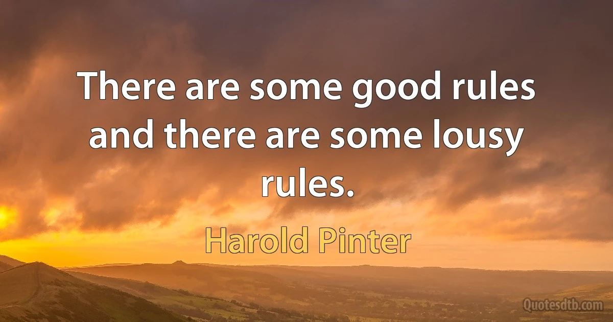 There are some good rules and there are some lousy rules. (Harold Pinter)