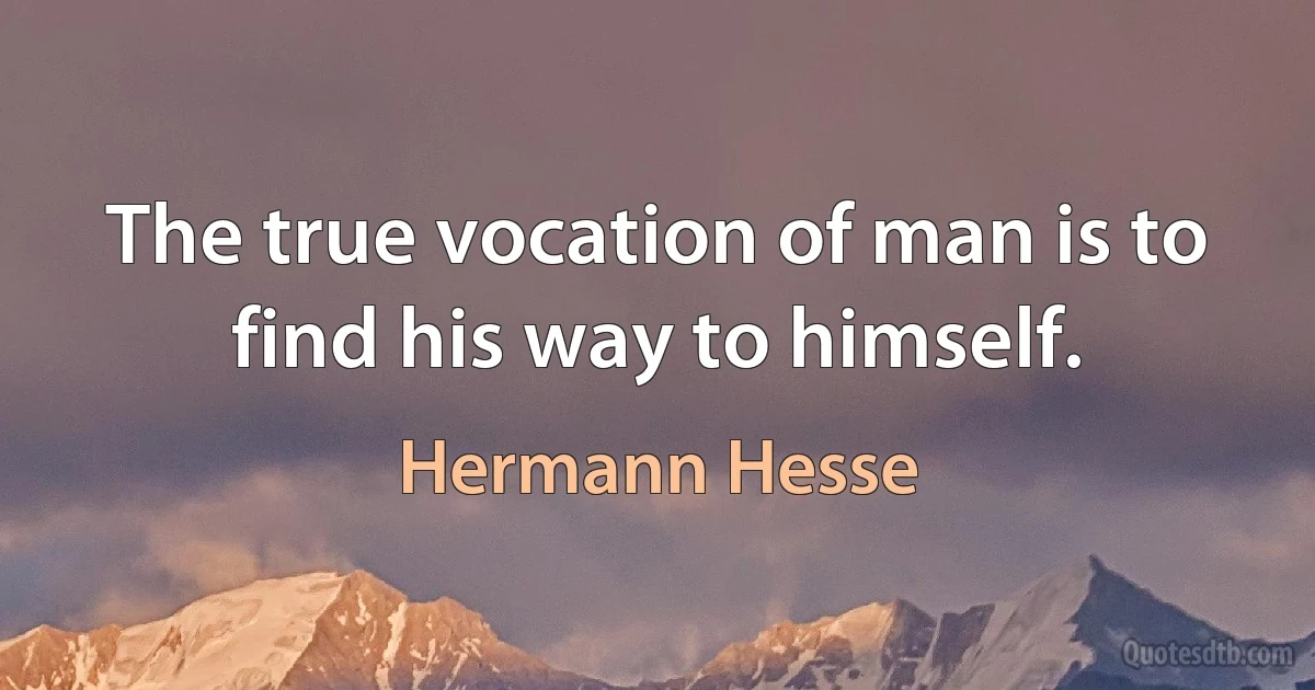 The true vocation of man is to find his way to himself. (Hermann Hesse)