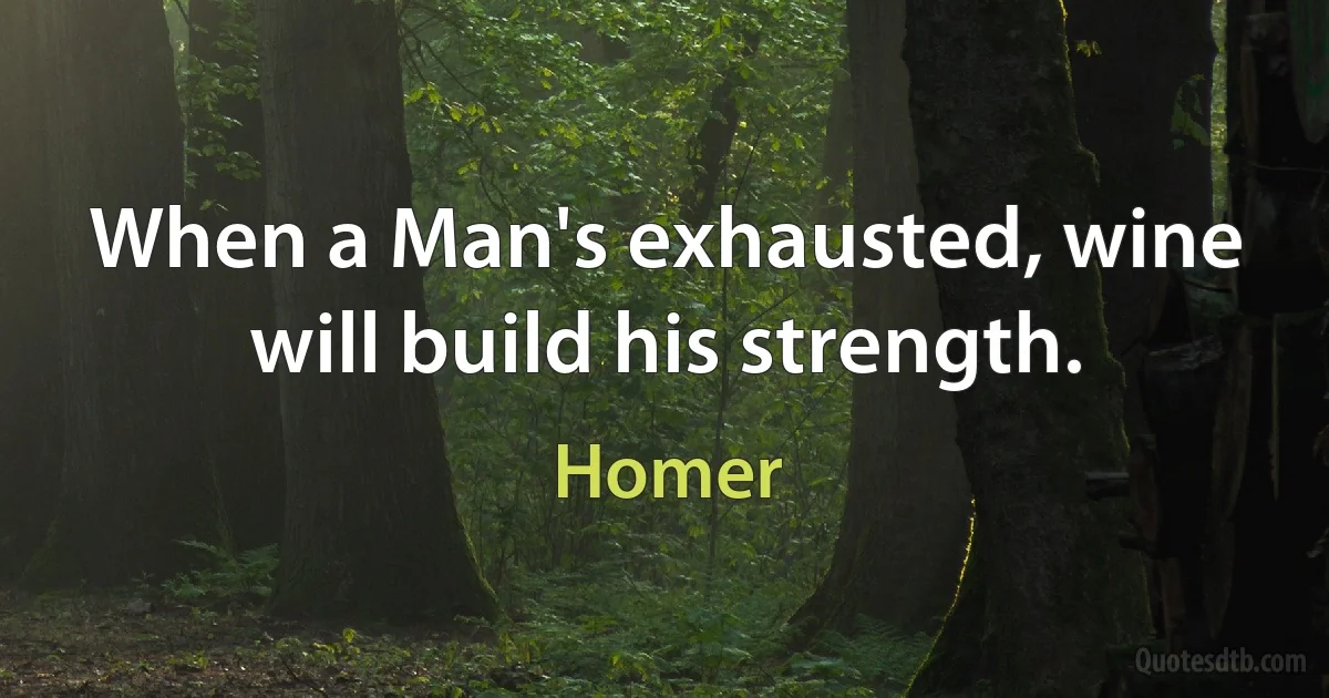 When a Man's exhausted, wine will build his strength. (Homer)