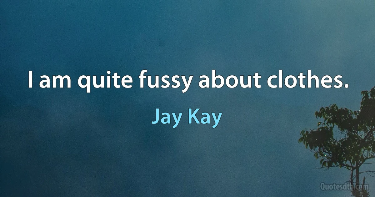 I am quite fussy about clothes. (Jay Kay)