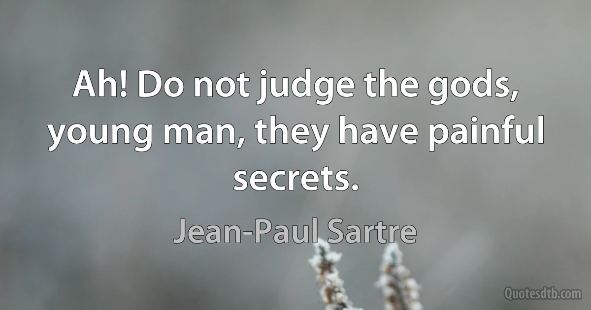 Ah! Do not judge the gods, young man, they have painful secrets. (Jean-Paul Sartre)