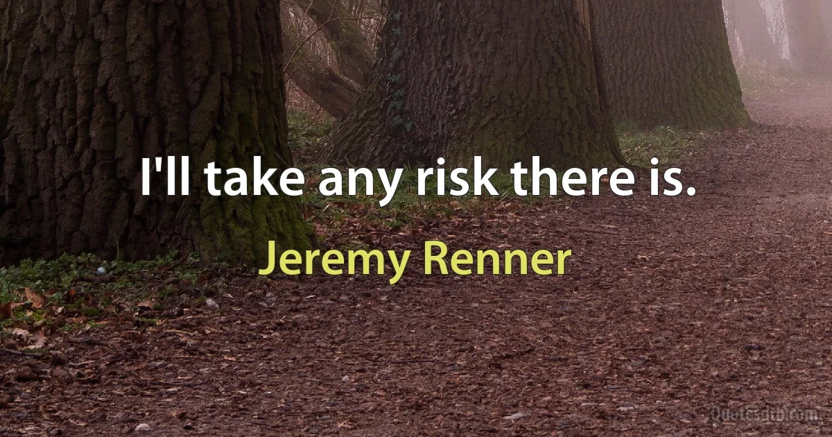 I'll take any risk there is. (Jeremy Renner)