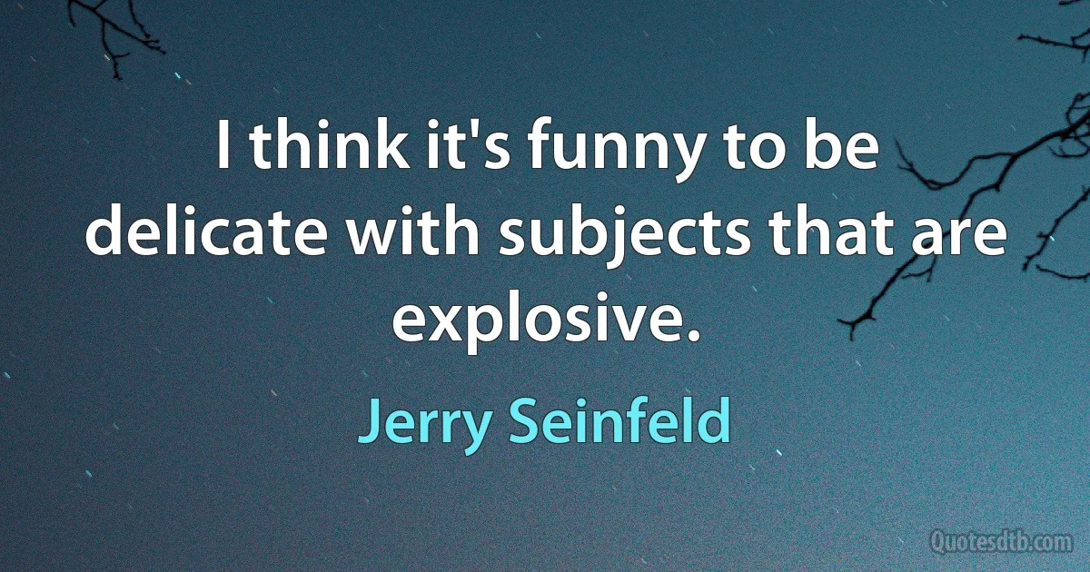 I think it's funny to be delicate with subjects that are explosive. (Jerry Seinfeld)