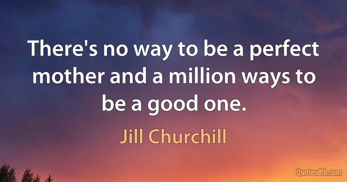 There's no way to be a perfect mother and a million ways to be a good one. (Jill Churchill)