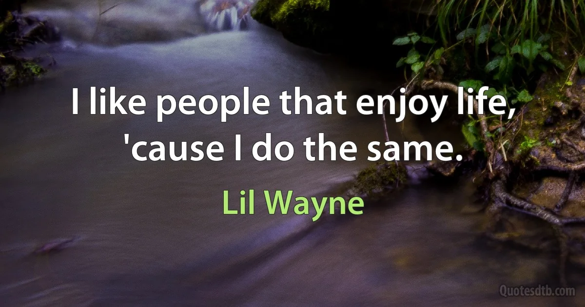 I like people that enjoy life, 'cause I do the same. (Lil Wayne)