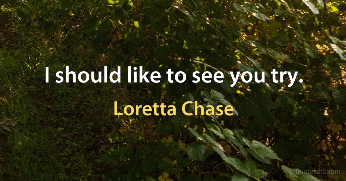 I should like to see you try. (Loretta Chase)