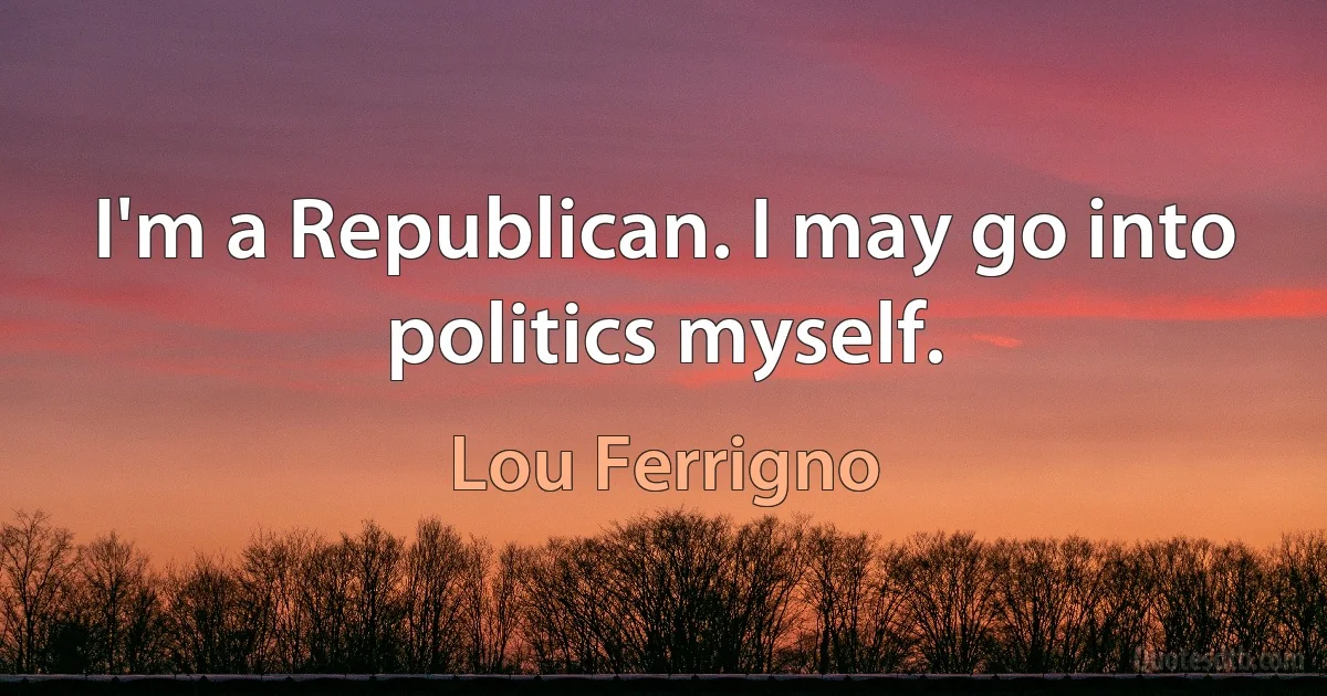 I'm a Republican. I may go into politics myself. (Lou Ferrigno)