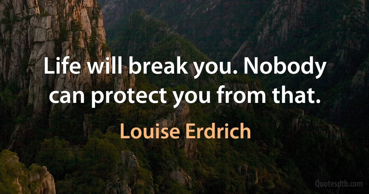 Life will break you. Nobody can protect you from that. (Louise Erdrich)