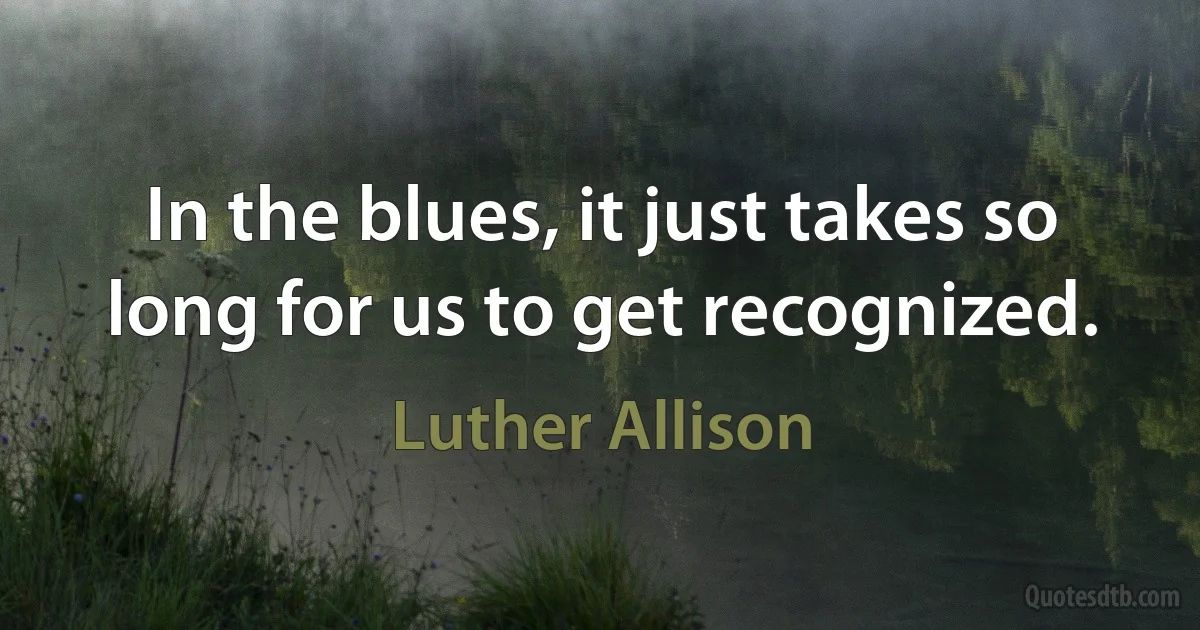 In the blues, it just takes so long for us to get recognized. (Luther Allison)