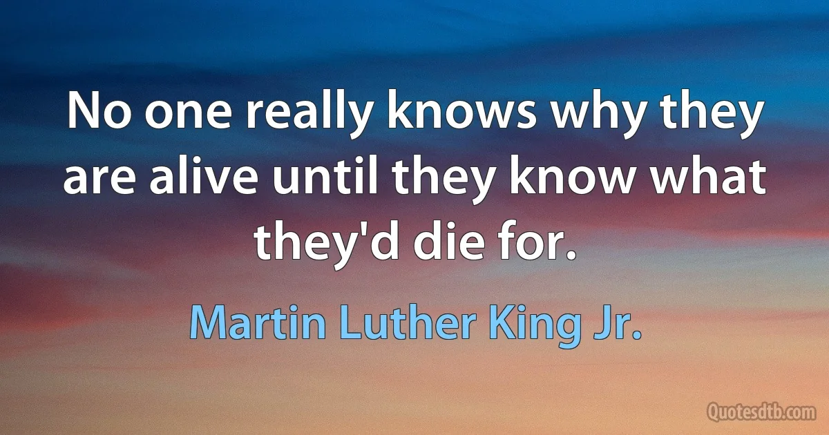 No one really knows why they are alive until they know what they'd die for. (Martin Luther King Jr.)