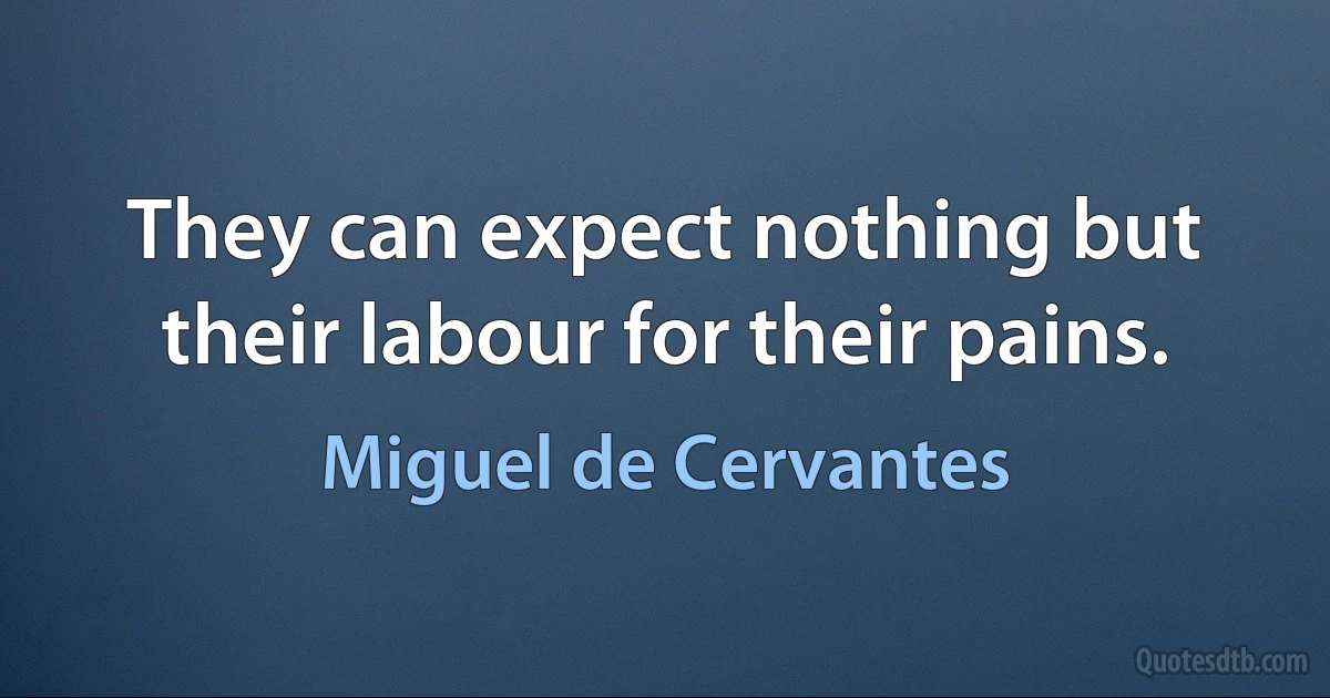 They can expect nothing but their labour for their pains. (Miguel de Cervantes)