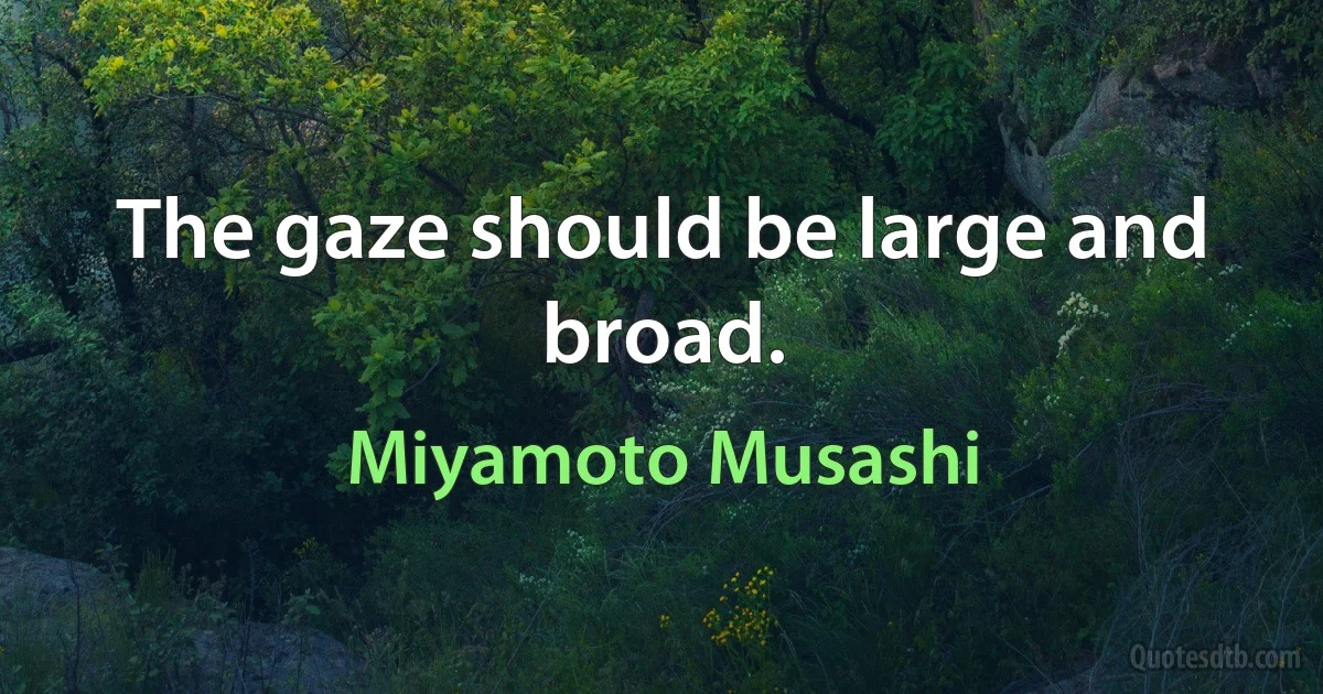 The gaze should be large and broad. (Miyamoto Musashi)