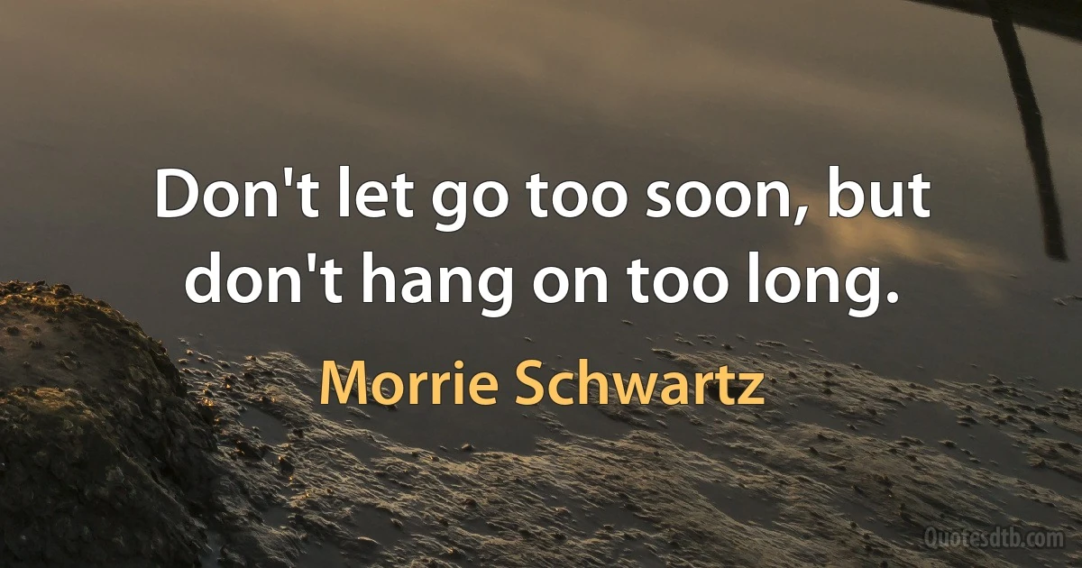 Don't let go too soon, but don't hang on too long. (Morrie Schwartz)