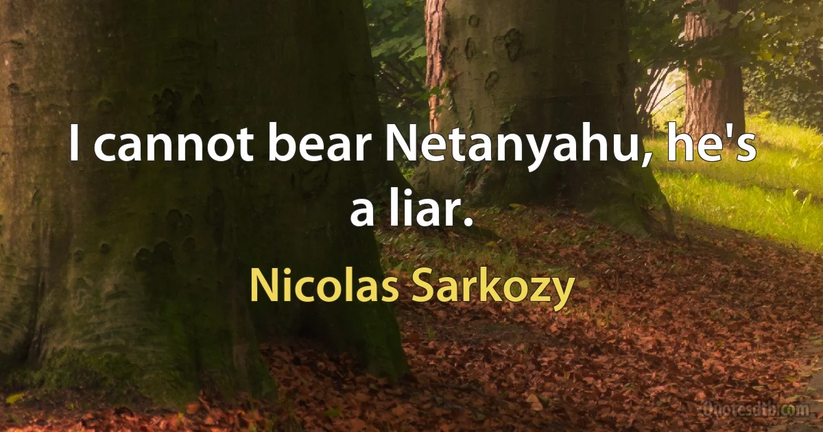 I cannot bear Netanyahu, he's a liar. (Nicolas Sarkozy)