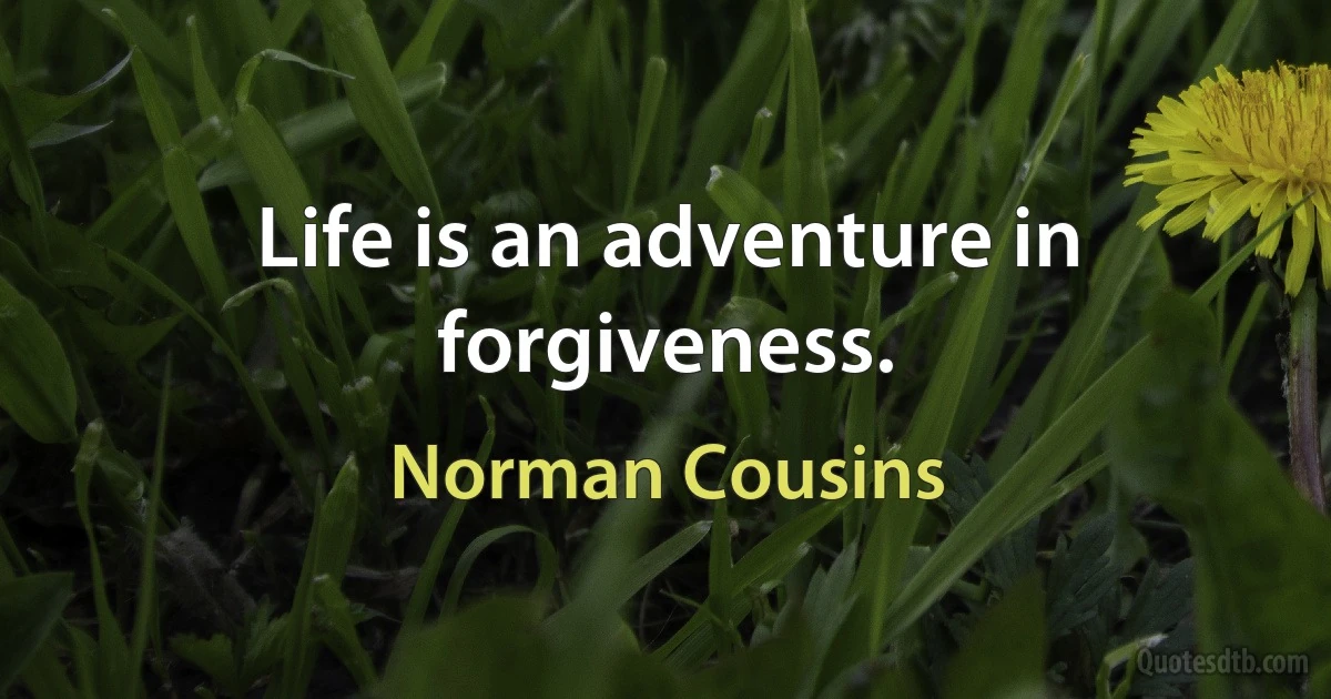 Life is an adventure in forgiveness. (Norman Cousins)