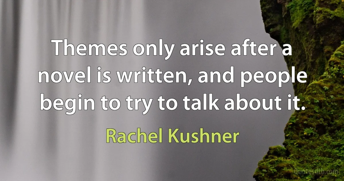 Themes only arise after a novel is written, and people begin to try to talk about it. (Rachel Kushner)