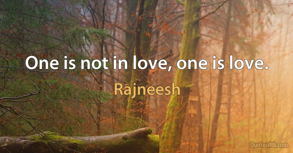 One is not in love, one is love. (Rajneesh)