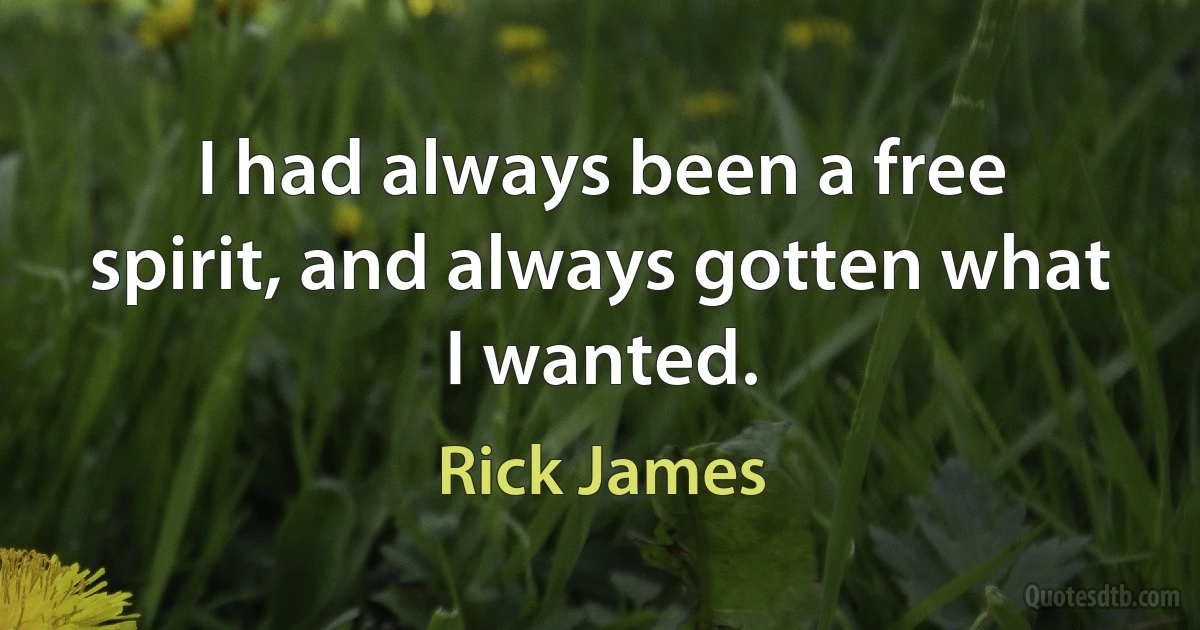 I had always been a free spirit, and always gotten what I wanted. (Rick James)