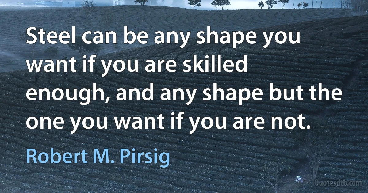 Steel can be any shape you want if you are skilled enough, and any shape but the one you want if you are not. (Robert M. Pirsig)