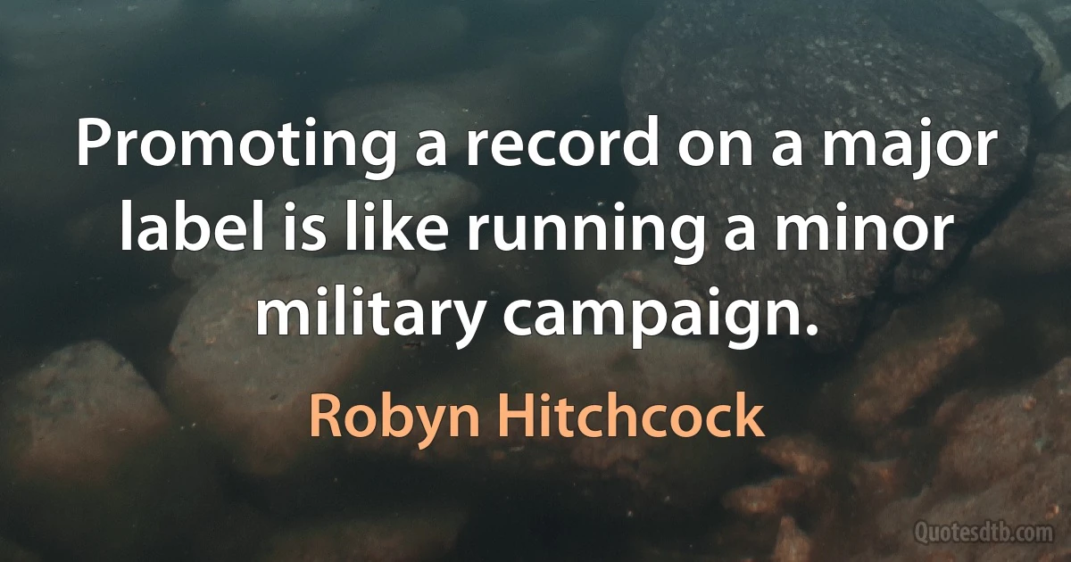 Promoting a record on a major label is like running a minor military campaign. (Robyn Hitchcock)