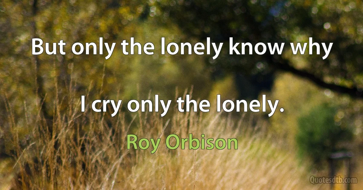 But only the lonely know why

I cry only the lonely. (Roy Orbison)