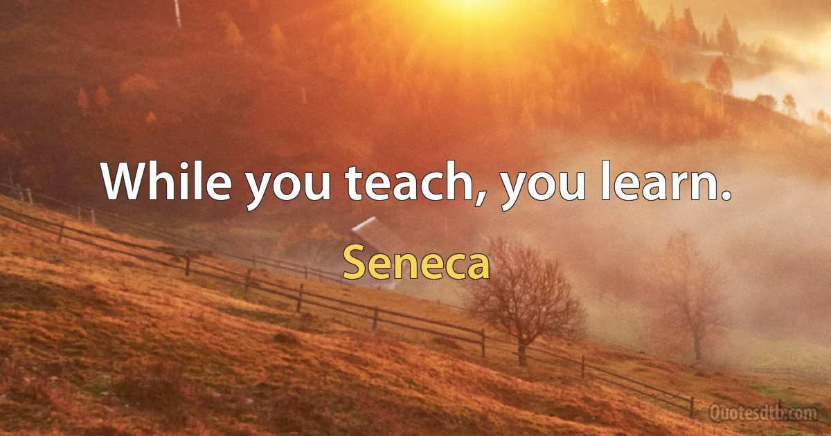 While you teach, you learn. (Seneca)