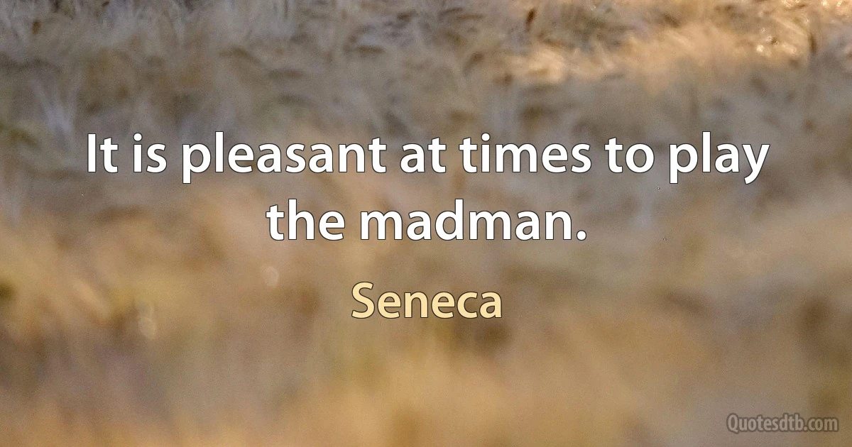 It is pleasant at times to play the madman. (Seneca)