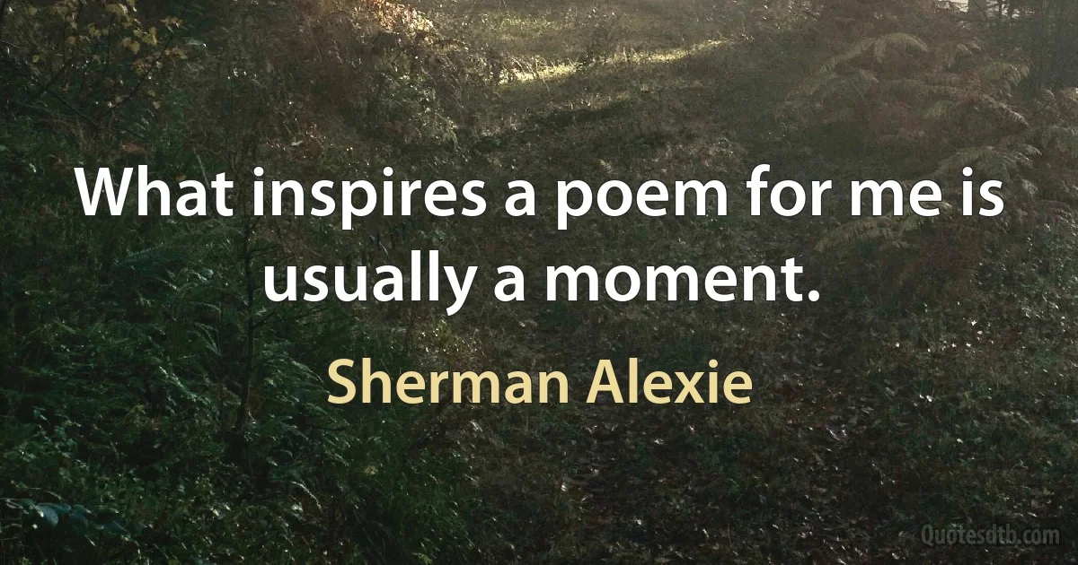 What inspires a poem for me is usually a moment. (Sherman Alexie)