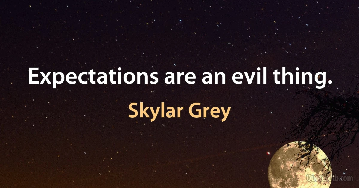 Expectations are an evil thing. (Skylar Grey)