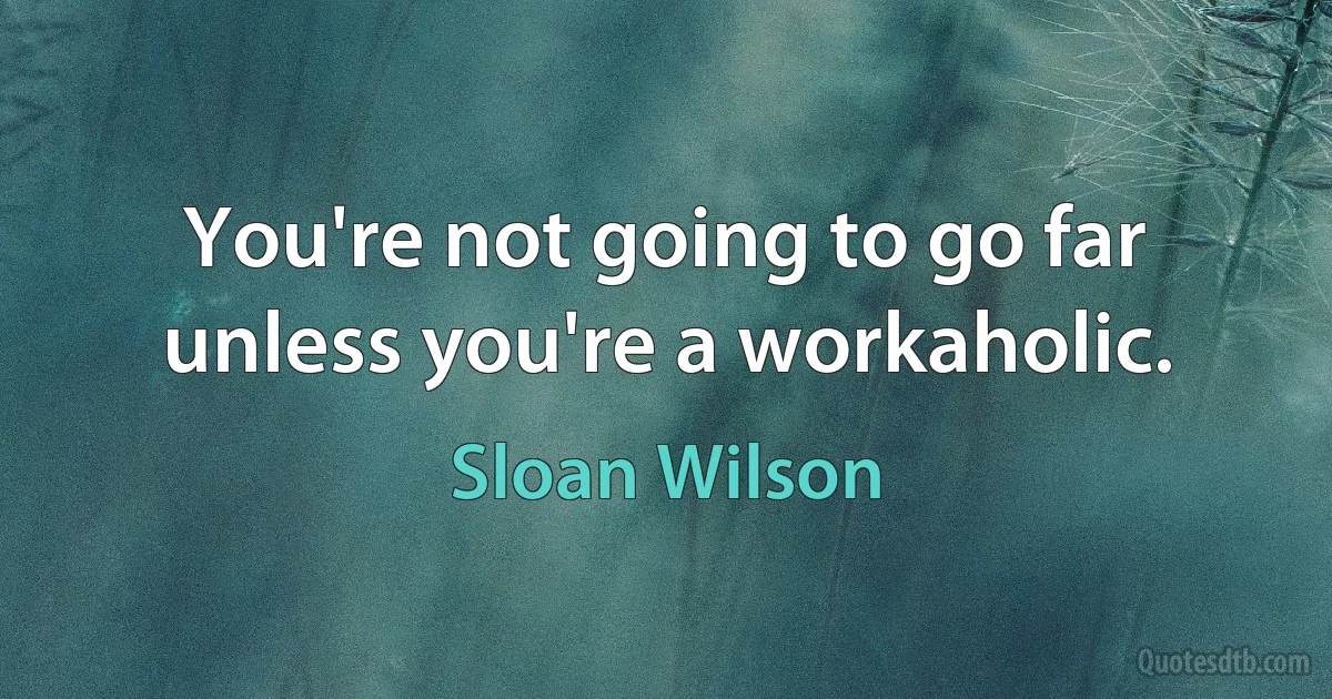 You're not going to go far unless you're a workaholic. (Sloan Wilson)