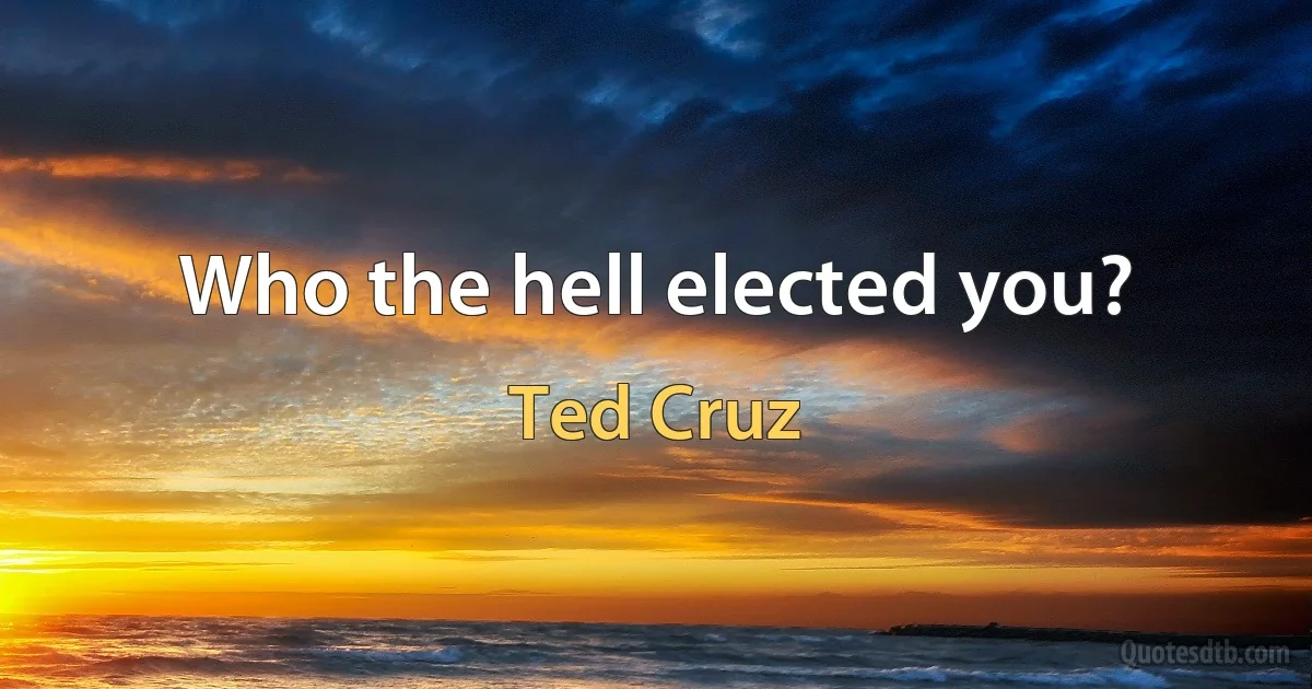 Who the hell elected you? (Ted Cruz)