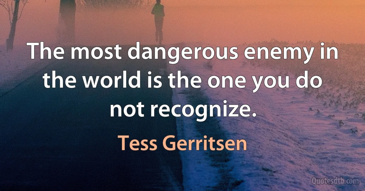 The most dangerous enemy in the world is the one you do not recognize. (Tess Gerritsen)