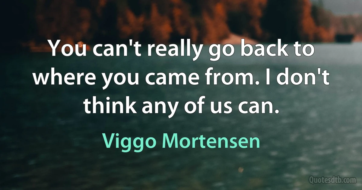 You can't really go back to where you came from. I don't think any of us can. (Viggo Mortensen)