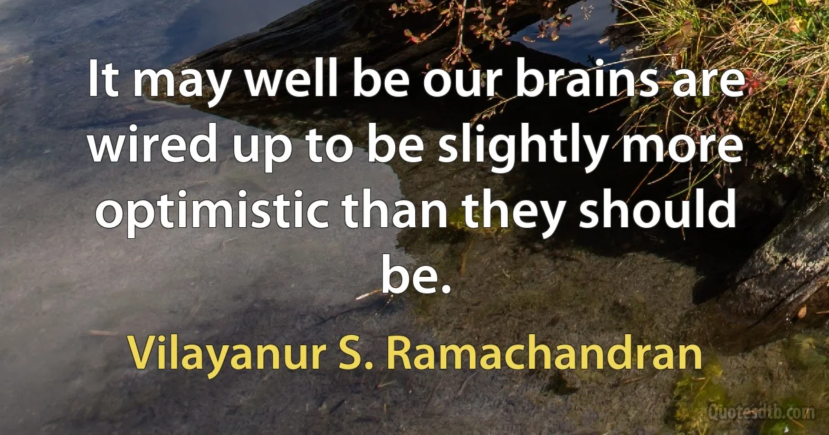 It may well be our brains are wired up to be slightly more optimistic than they should be. (Vilayanur S. Ramachandran)