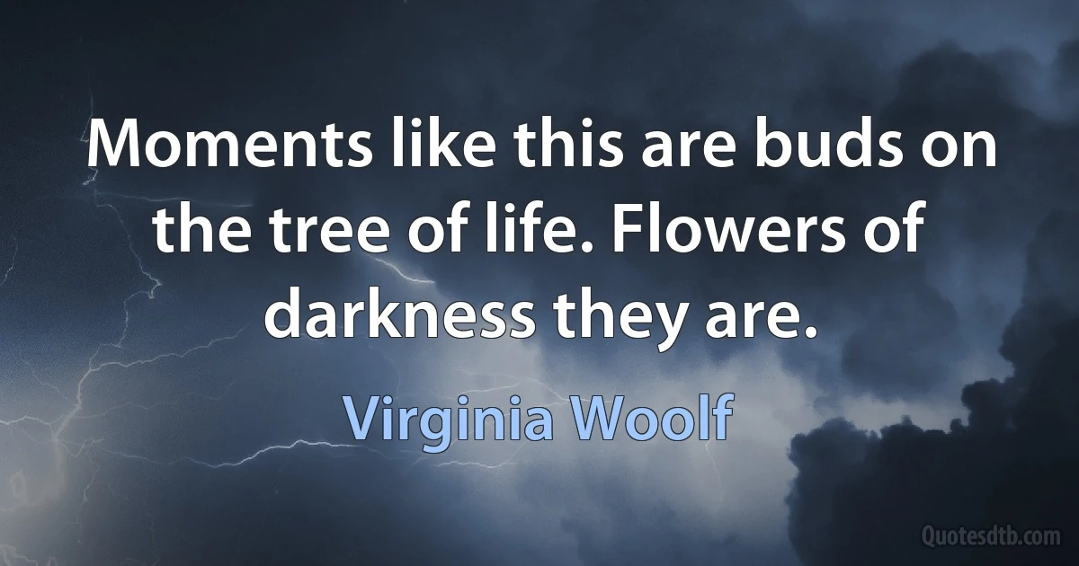 Moments like this are buds on the tree of life. Flowers of darkness they are. (Virginia Woolf)