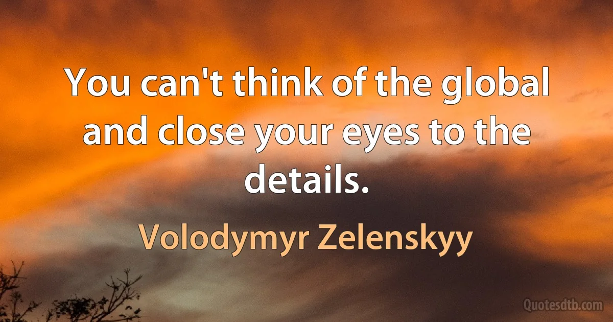 You can't think of the global and close your eyes to the details. (Volodymyr Zelenskyy)