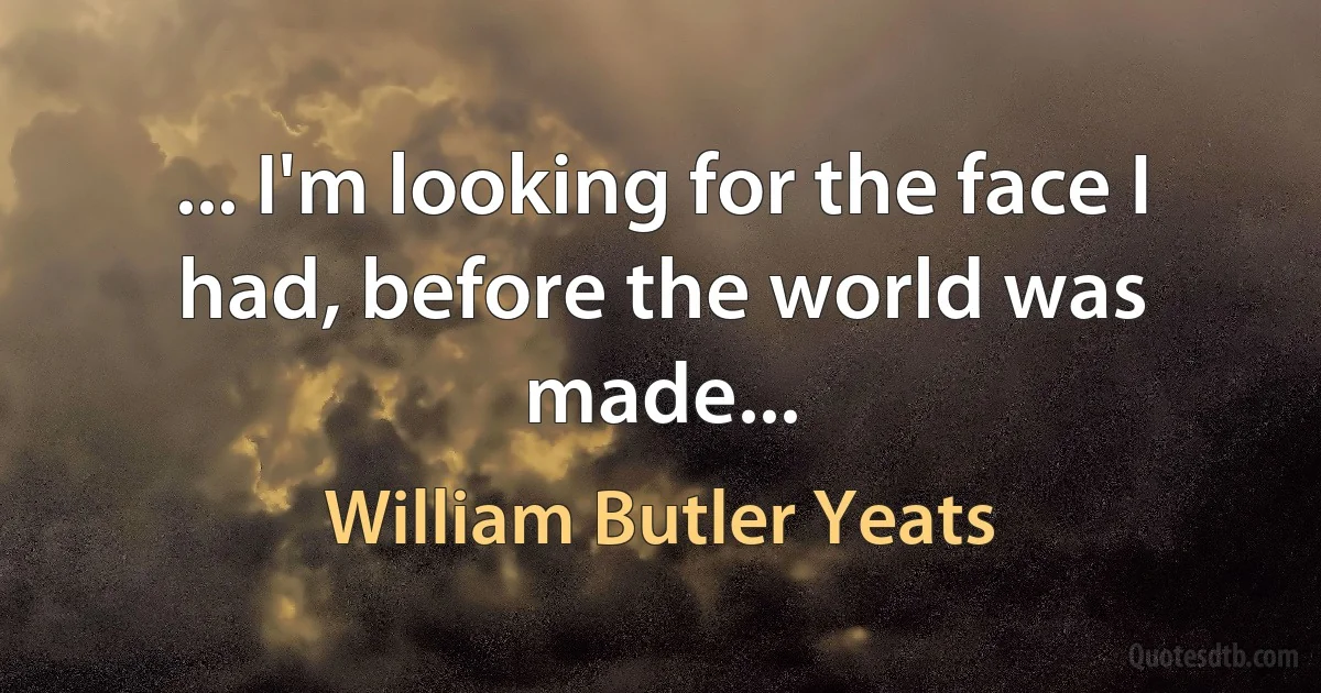 ... I'm looking for the face I had, before the world was made... (William Butler Yeats)