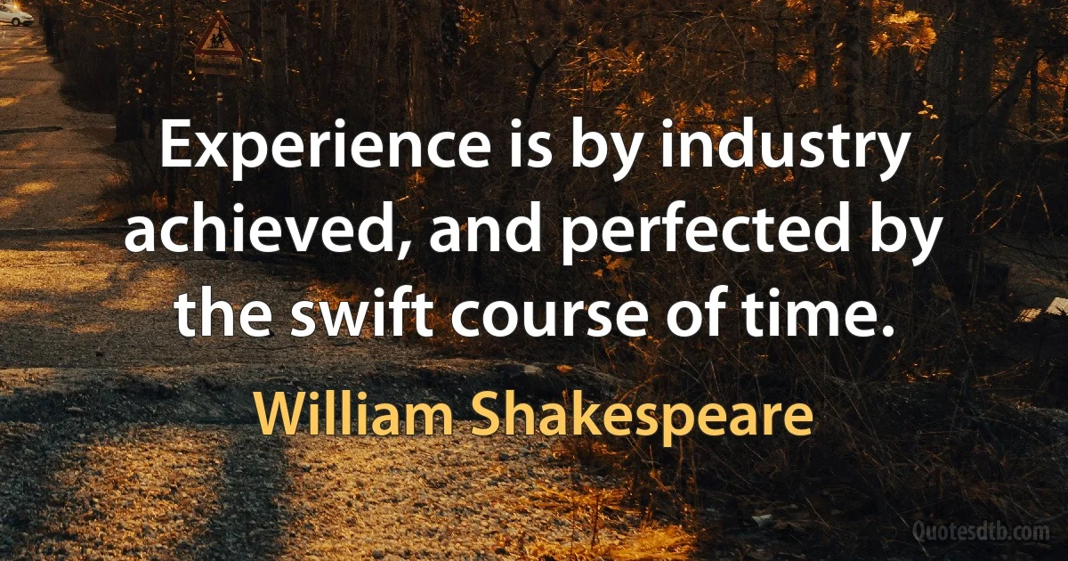 Experience is by industry achieved, and perfected by the swift course of time. (William Shakespeare)