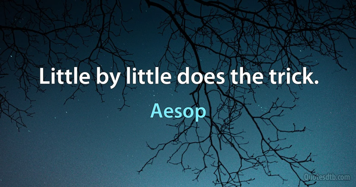 Little by little does the trick. (Aesop)