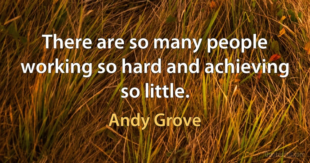 There are so many people working so hard and achieving so little. (Andy Grove)