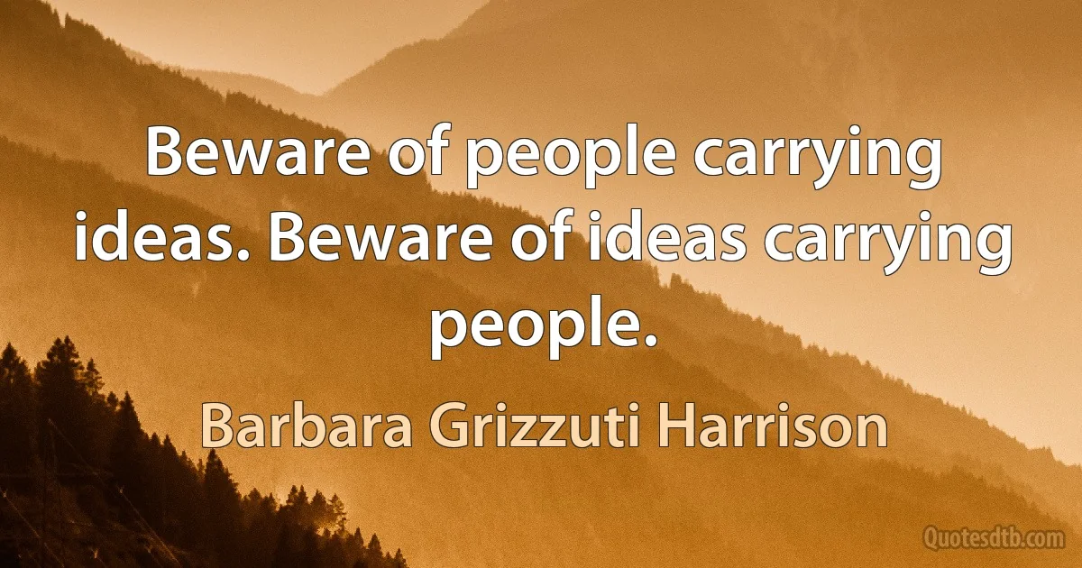 Beware of people carrying ideas. Beware of ideas carrying people. (Barbara Grizzuti Harrison)