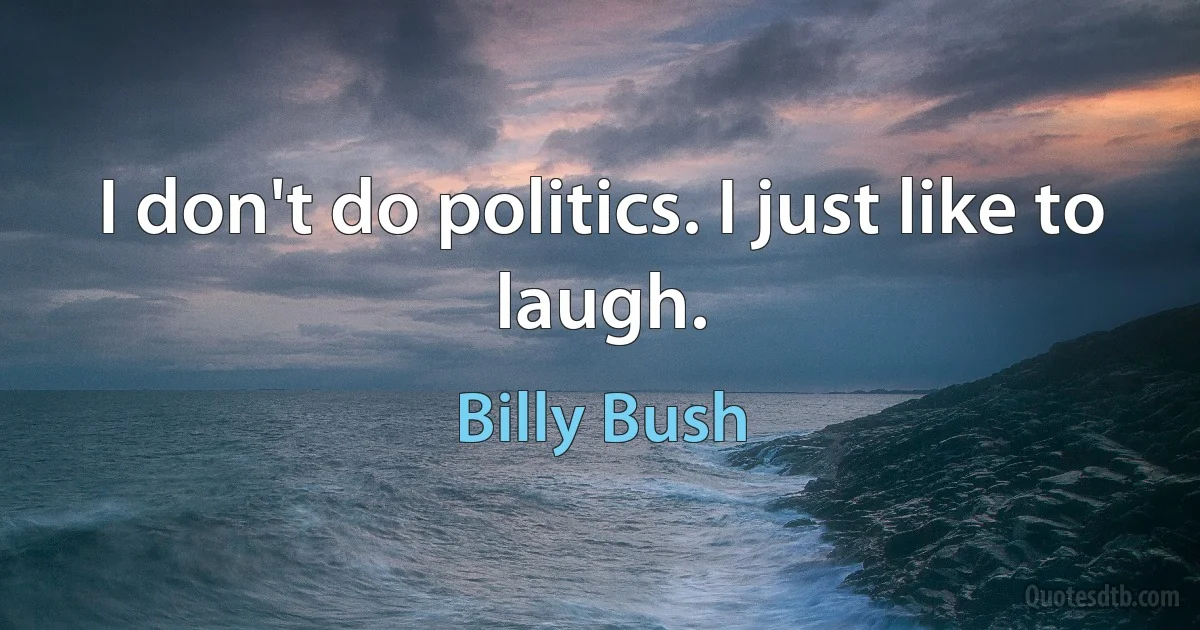 I don't do politics. I just like to laugh. (Billy Bush)