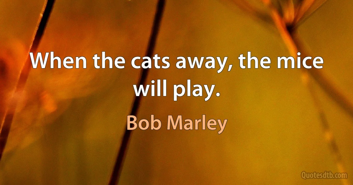 When the cats away, the mice will play. (Bob Marley)