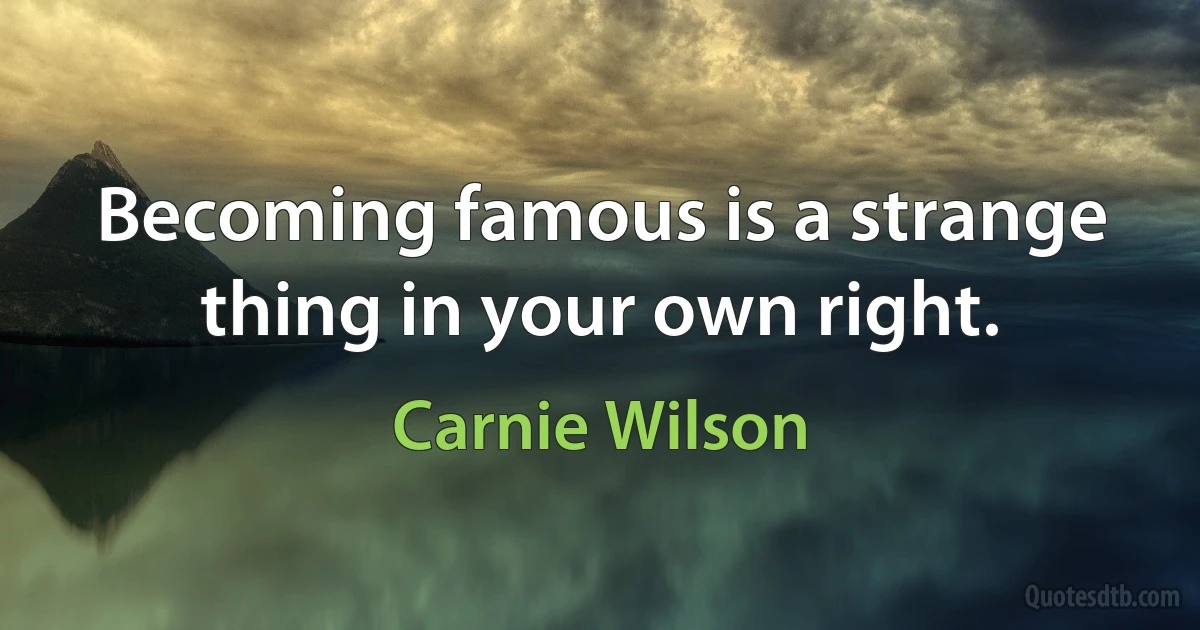 Becoming famous is a strange thing in your own right. (Carnie Wilson)