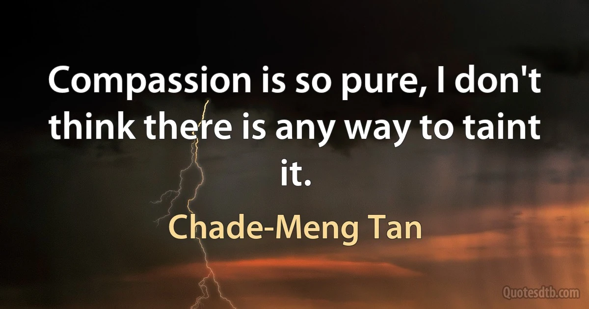 Compassion is so pure, I don't think there is any way to taint it. (Chade-Meng Tan)