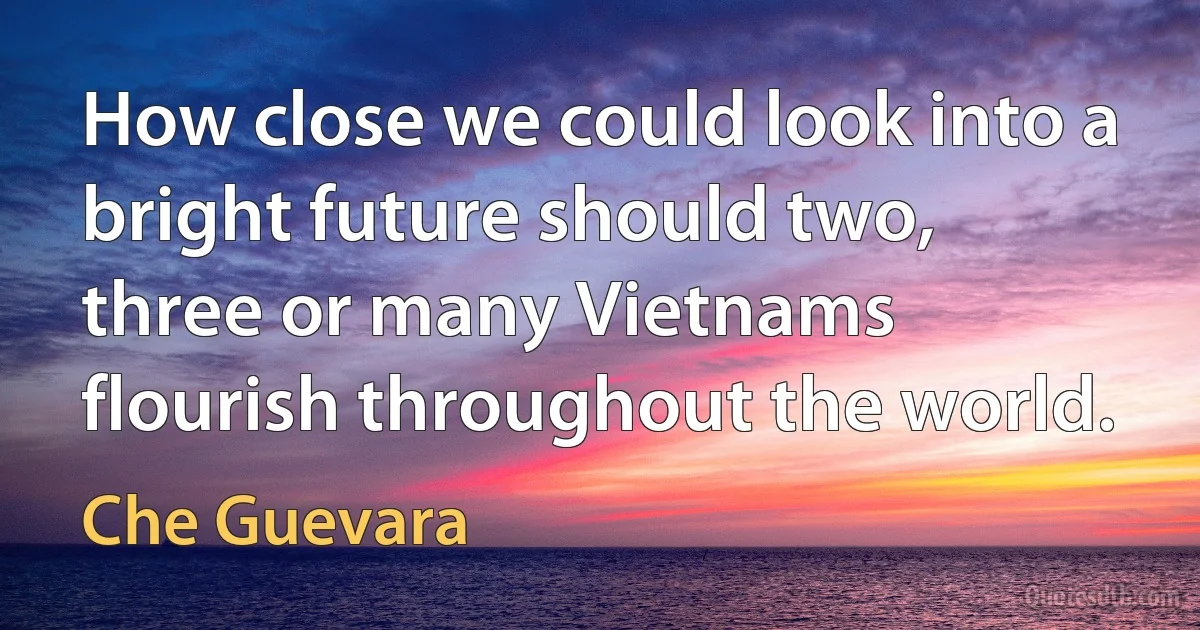 How close we could look into a bright future should two, three or many Vietnams flourish throughout the world. (Che Guevara)