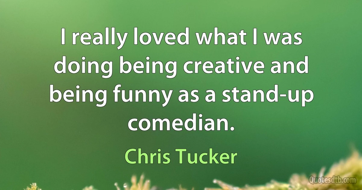 I really loved what I was doing being creative and being funny as a stand-up comedian. (Chris Tucker)