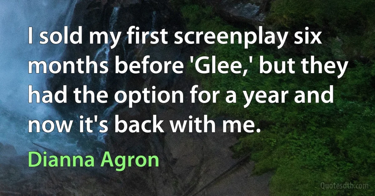 I sold my first screenplay six months before 'Glee,' but they had the option for a year and now it's back with me. (Dianna Agron)