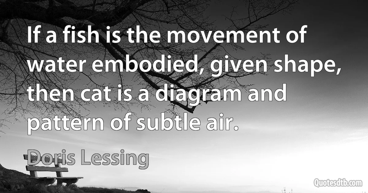 If a fish is the movement of water embodied, given shape, then cat is a diagram and pattern of subtle air. (Doris Lessing)